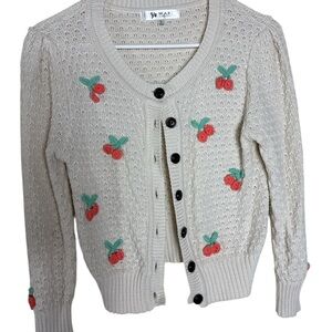 Cream Cherry Embroidered Women's Cardigan